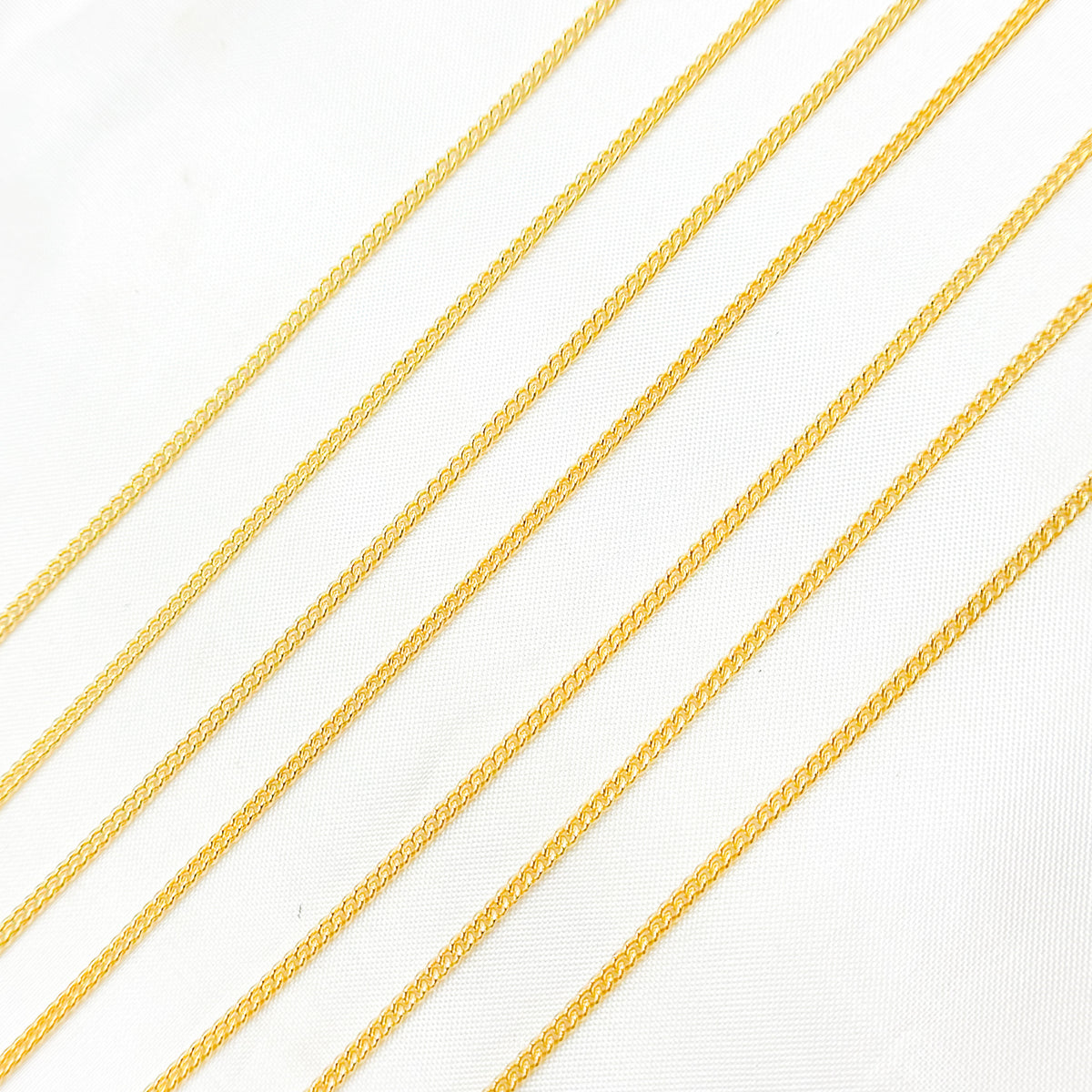 14K Solid Gold Smooth Curb Chain