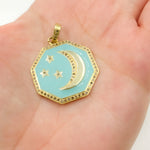 Load image into Gallery viewer, DP749A. Moon &amp; Stars Enamel Pendant
