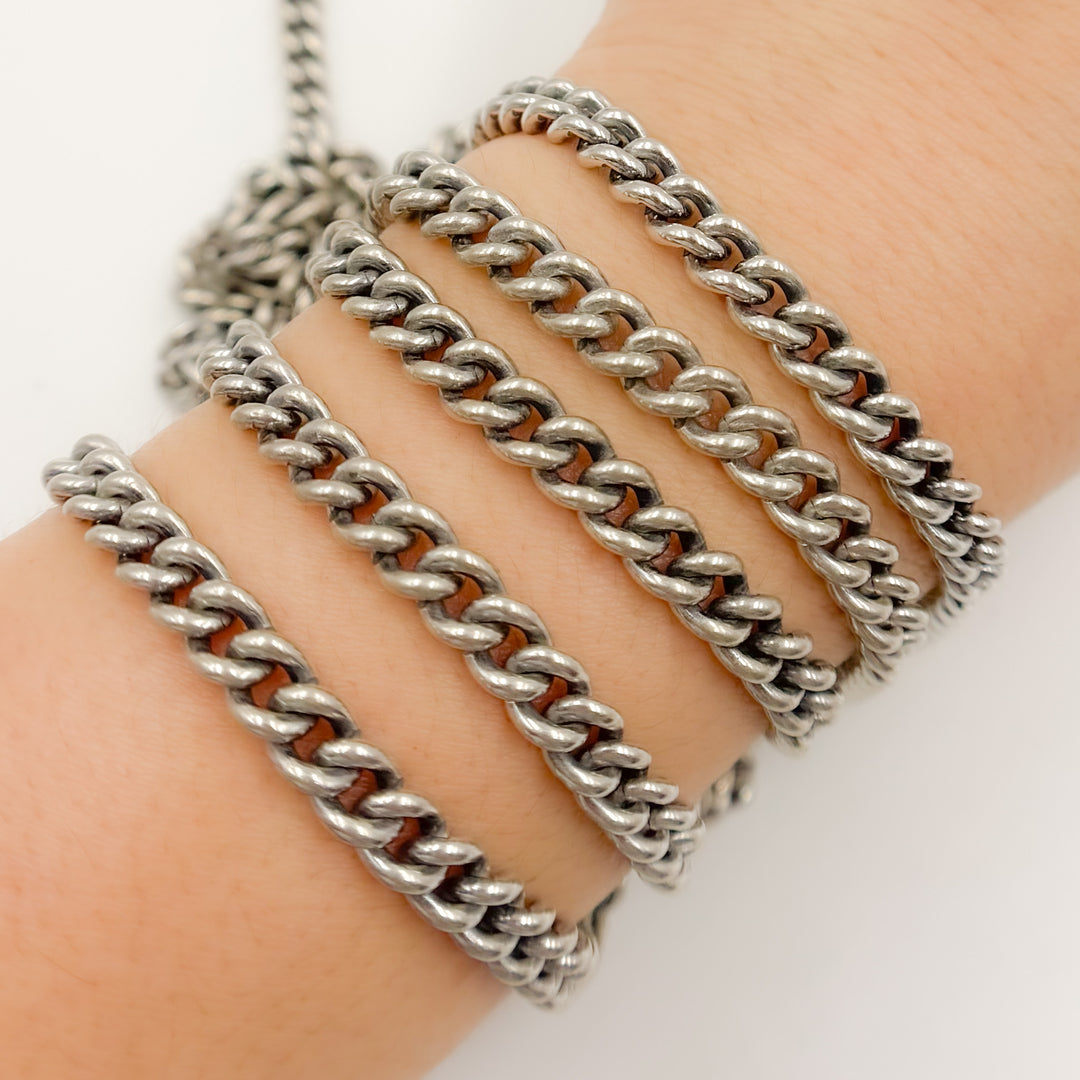 7005COX. Oxidized Silver Heavy Curb Chain