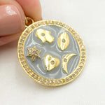 Load image into Gallery viewer, DP490A. Diamond Sterling Silver Round Symbols Enamel Pendant
