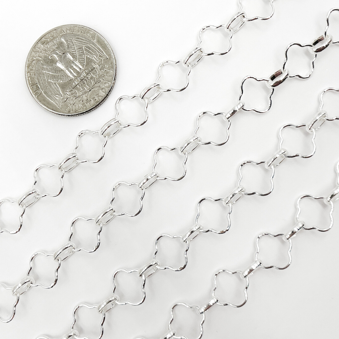 925 Sterling Silver Clover Link Chain. V157SS