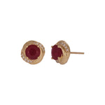 Load image into Gallery viewer, CE97264RU6. 14K Solid Yellow Gold Diamond and Ruby Round Stud Earring