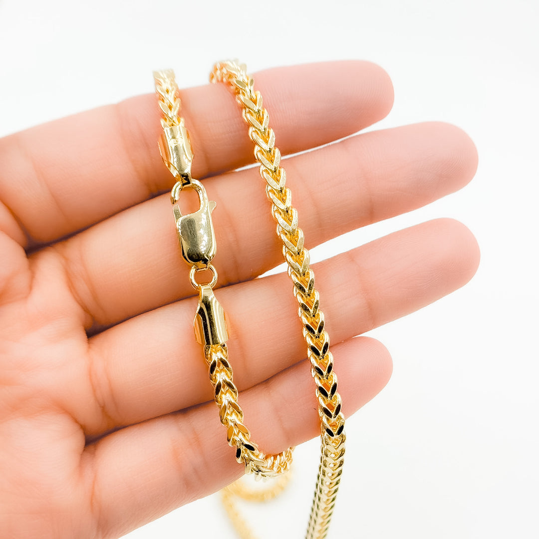 100HVI2004000. 14K Solid Yellow Gold Franco Hollow Chain Necklace