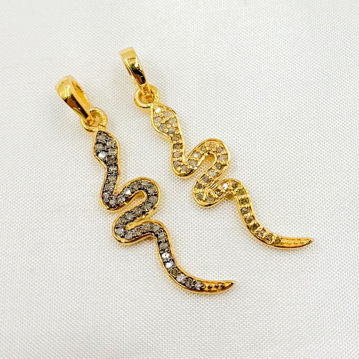 Diamond Sterling Silver Snake Pendant