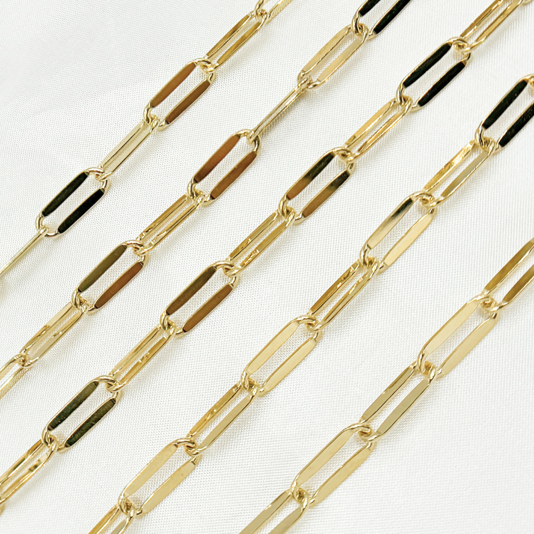 Y58S06GP. Gold Plated 925 Sterling Silver Flat Paperclip Chain