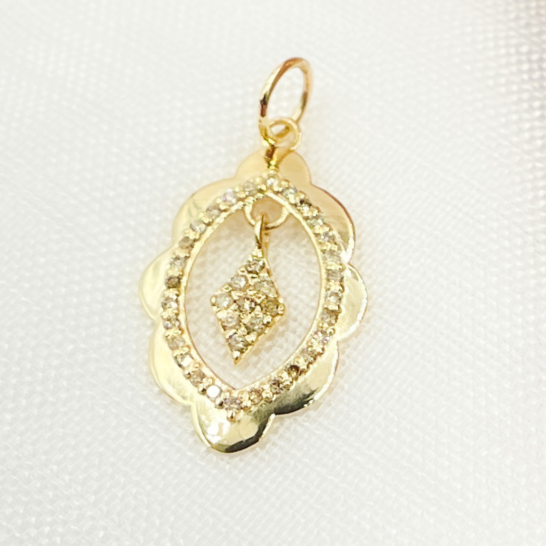 14K Solid Gold Diamond Organic Charm. GDP468