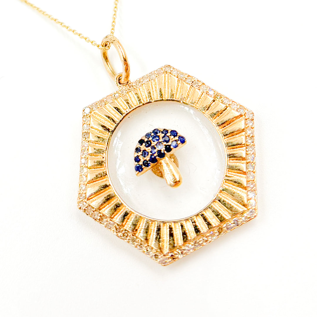 Shop Now 14K Gold Hexagon Mushroom Pendants