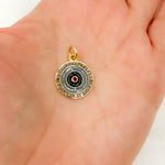 Load image into Gallery viewer, DC233A. Diamond Sterling Silver Round Enamel Charm with Gemstone
