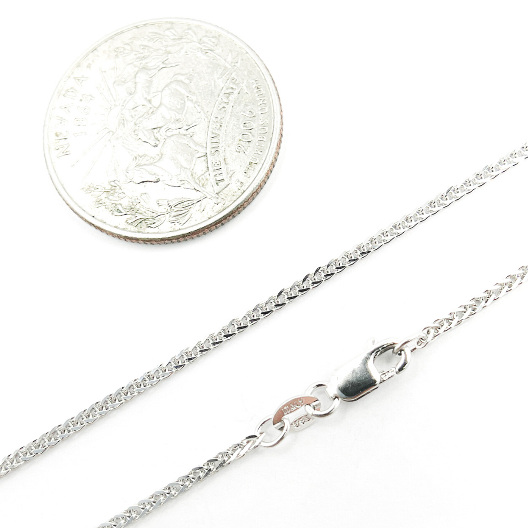 14K Solid White Gold Wheat Necklace. 030SP3T4WG