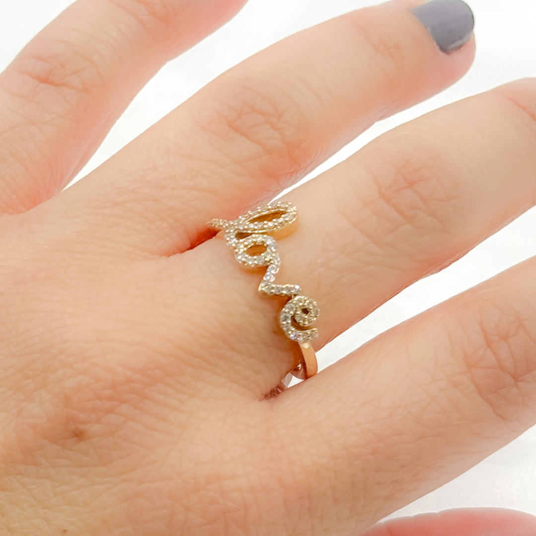 14K Solid Gold Love Word Ring. RFE17924