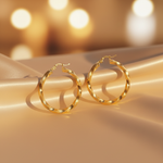 Load image into Gallery viewer, GER129. 14K Solid Gold Twisted Hoop with Texture