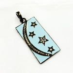 Load image into Gallery viewer, DP497A. Diamond Sterling Silver Rectangle Moon and Star Enamel Pendant
