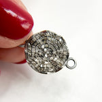 Load image into Gallery viewer, DC380. Diamond Sterling Silver Round Connector
