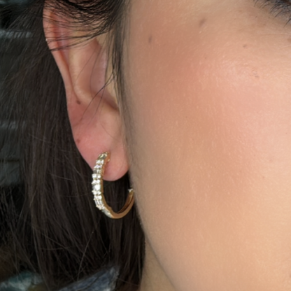 EHH56874. 14k Solid Gold Diamond Baguette Oval Hoops