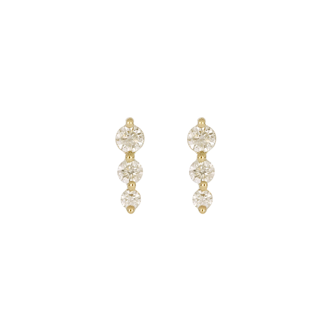 EFC54157. 14K Solid Gold Diamond Bar Stud Earrings