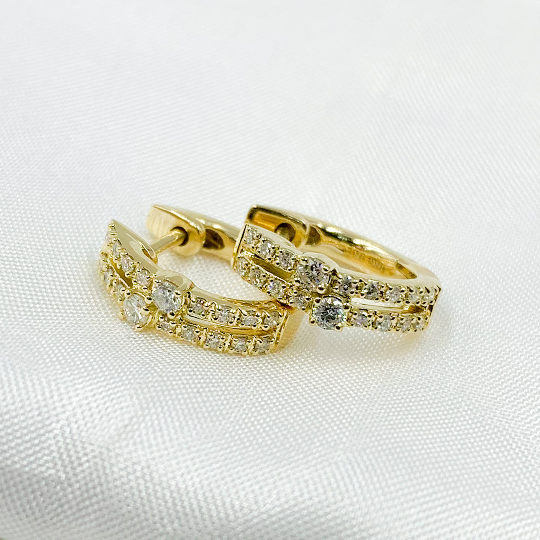 HP400804. 14K Solid Yellow Gold Diamond Hoop Earring