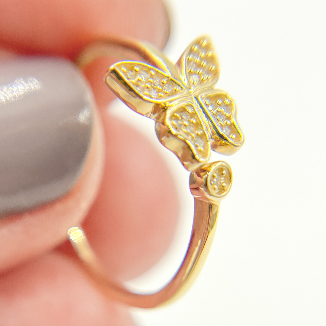 14K Solid Gold Butterfly Diamond Ring. RFA15114