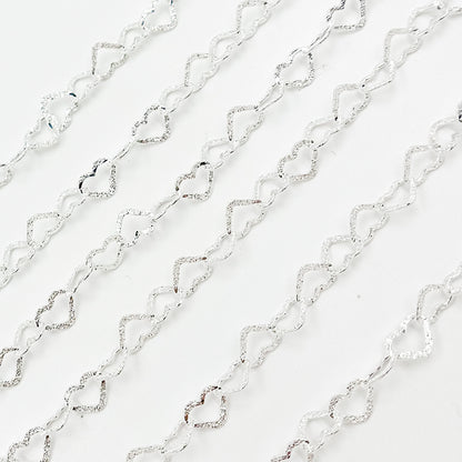 Buy Sterling Silver Open Textured Heart Chain