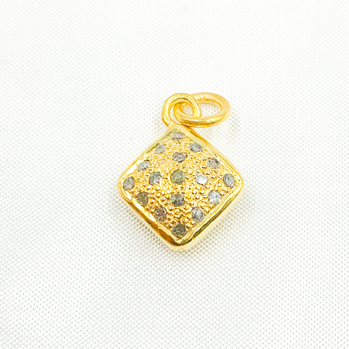 DC163. Diamond Sterling Silver Square Charm