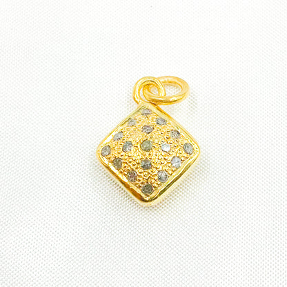 DC163. Diamond Sterling Silver Square Charm