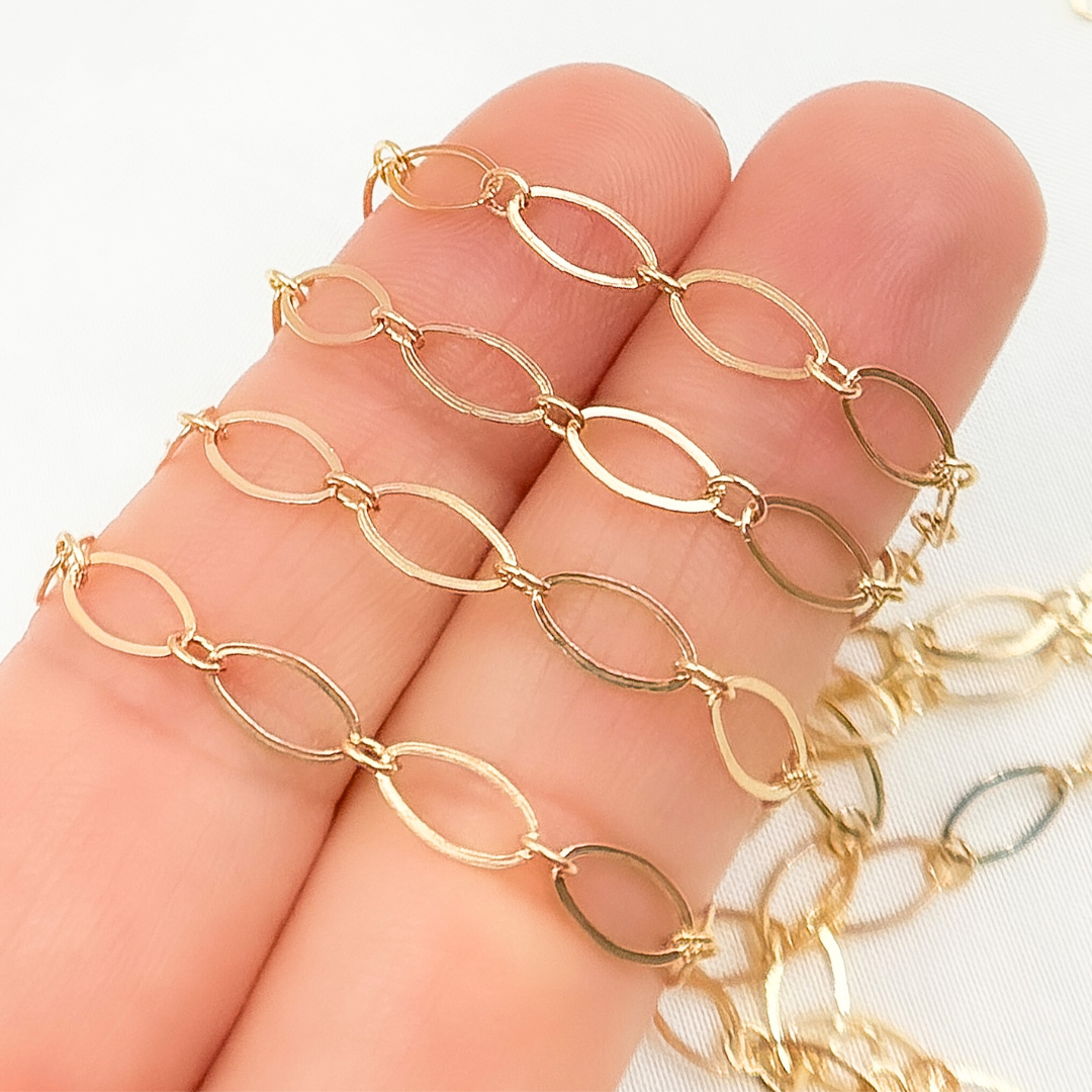 790FGF. Gold-Filled Flat Oval Long and Short Link Chain
