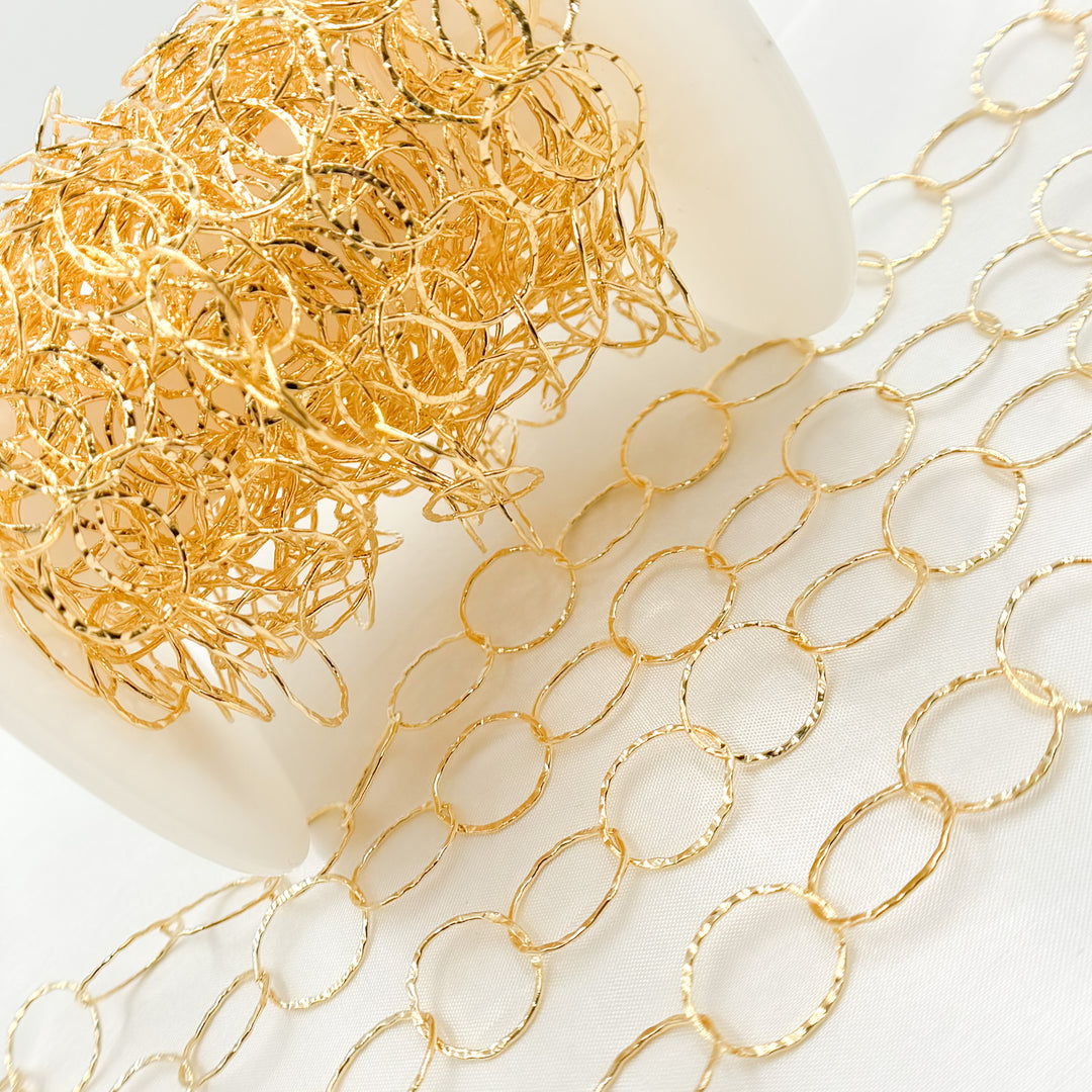 748KGF. 14K Gold Filled Hammered Round Link Chain