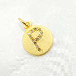 Load image into Gallery viewer, DC077. Diamond Sterling Silver Letter &quot;P&quot; Round Charm
