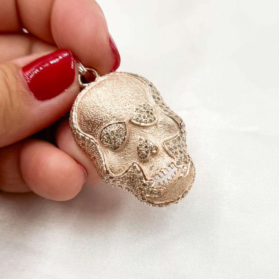 DP431. Diamond Sterling Silver Skull Pendant