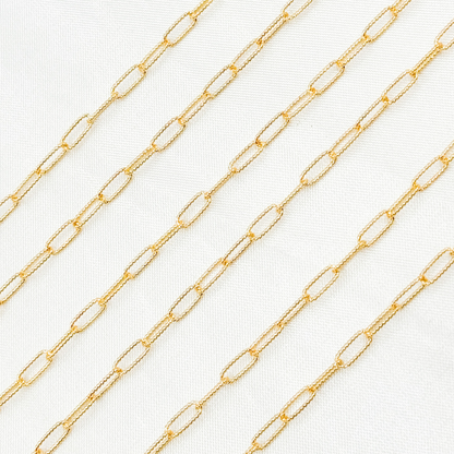 2505LGF. 14k Gold Filled Hammered Paperclip Chain