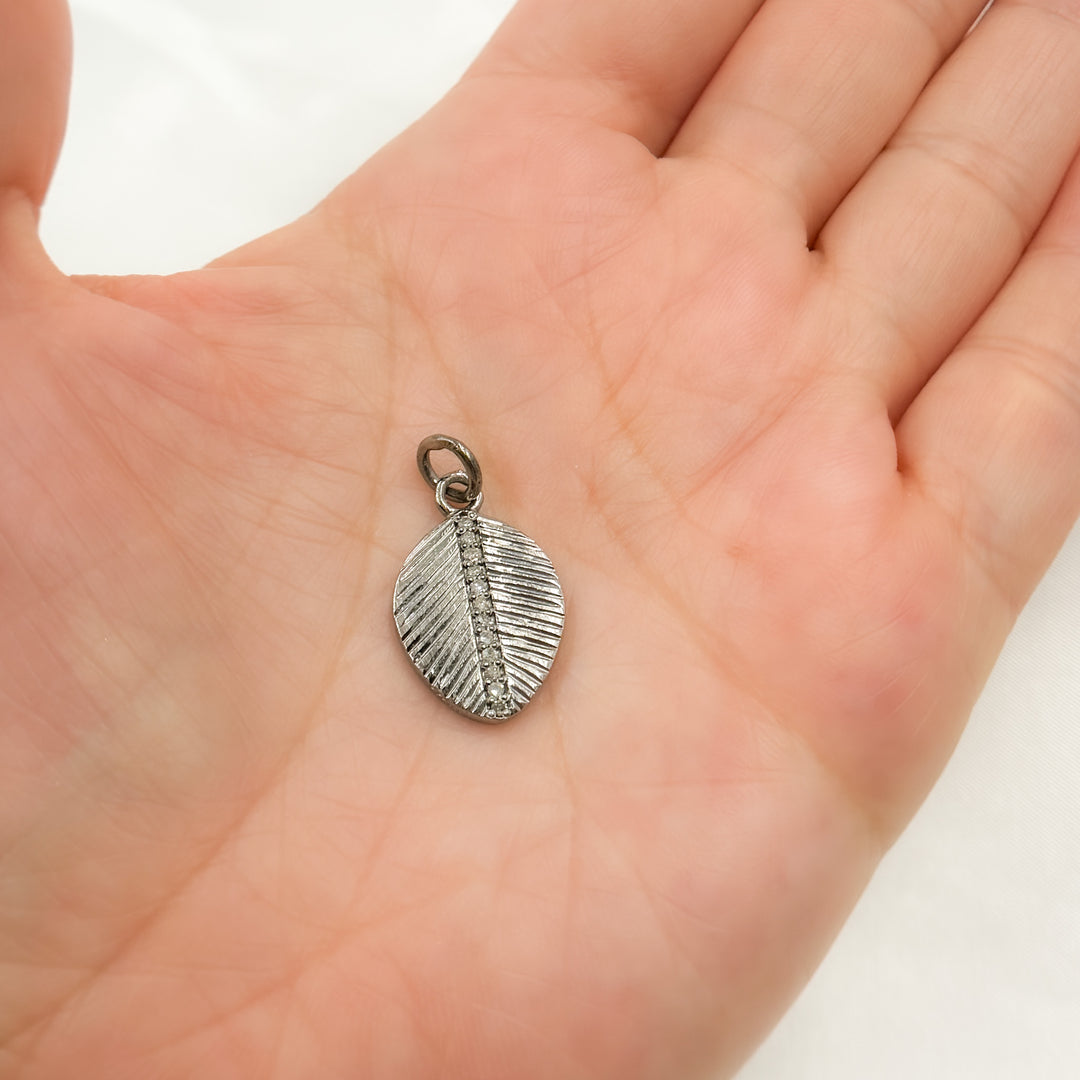 DC937. Diamond Sterling Silver Leaf Charm