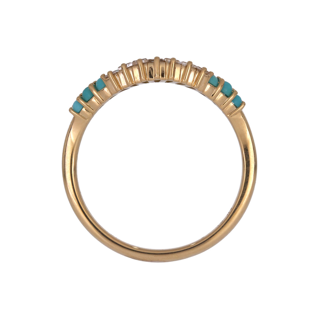 RFF19754TQ. 18K Solid Gold Diamond & Turquoise Ring
