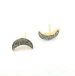 Load image into Gallery viewer, DE049. Pave Diamond Sterling Silver Moon Studs
