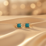 Load image into Gallery viewer, EFG54376TQ. 14K Solid Gold Diamond and Turquoise Fancy Studs