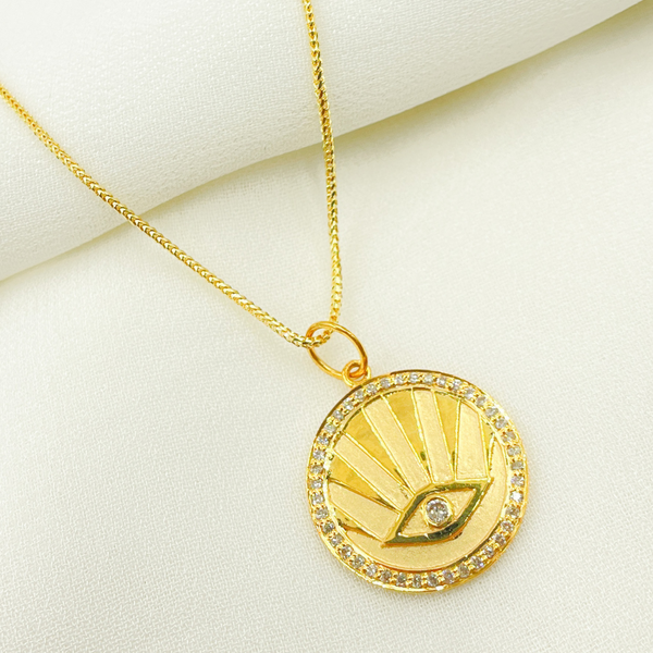 Gold Diamond Moon and Star Dangle Necklace