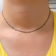 Rhodium Sterling Silver Chain with Silver Cubes