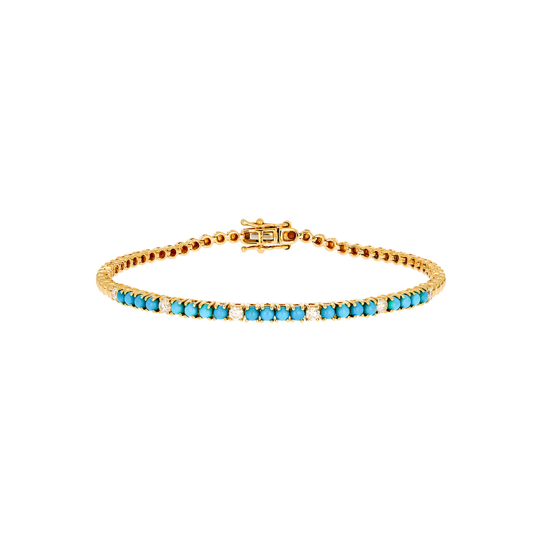 BTF65354TQ. 14K Solid Gold Diamond and Turquoise Bracelet