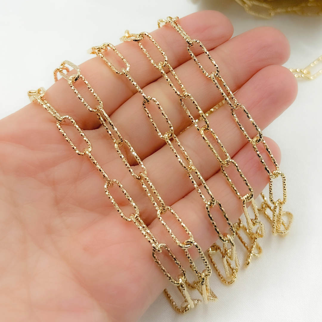 Gold Plated 925 Sterling Silver Diamond Cut Paperclip Chains