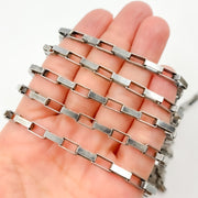 V42OX. Oxidized Sterling Silver Box Link Chain