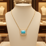 Load image into Gallery viewer, CN97216TQ8X6. 18K Solid Gold Diamond &amp; Turquoise Necklace