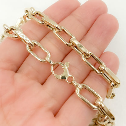 14K Gold Hollow Smooth and Flat Paperclip Chain