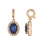 Load image into Gallery viewer, CMC00362BS. 14K Solid Gold Oval-Shaped Blue Sapphire and Diamond Charm