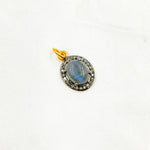 Load image into Gallery viewer, DSP049. Diamond &amp; Sterling Silver Oval Charm with Gemstone
