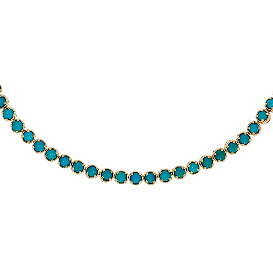 NFT72614TQ. 14K Solid Gold Turquoise Fancy Necklace