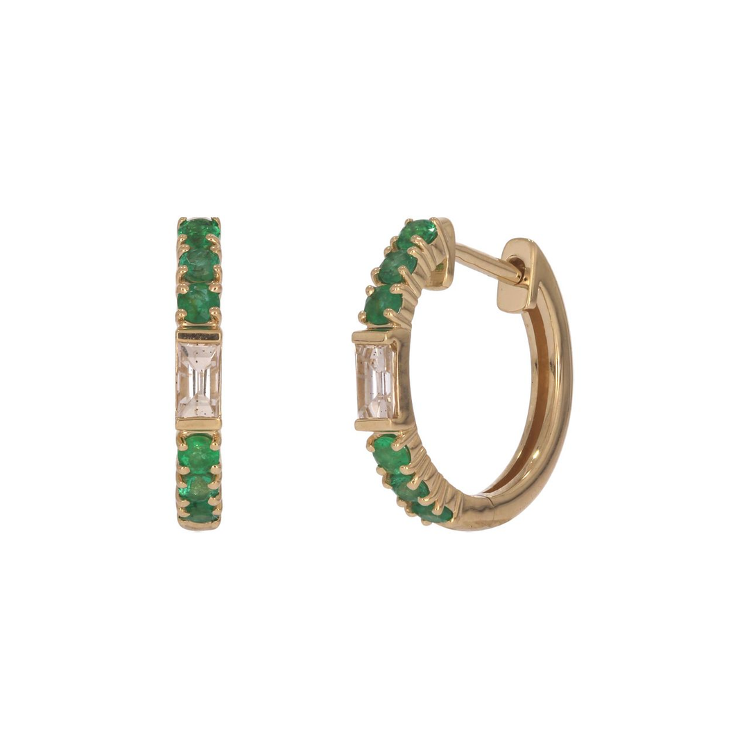 EHE57441. 14K Solid Gold Diamonds and Gemstone Hoops