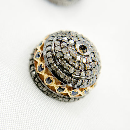 DC756. Diamond & Sterling Silver Bead Cap