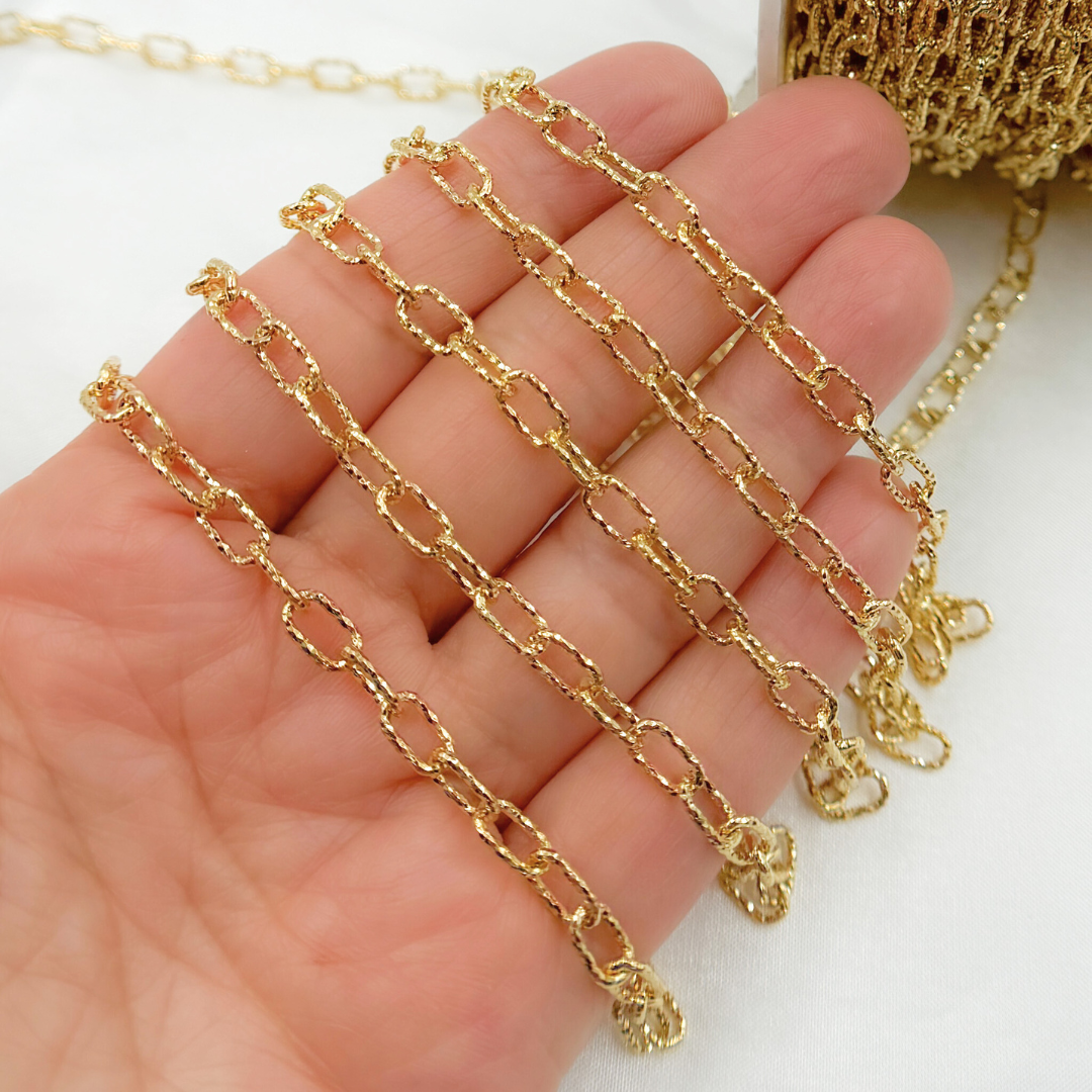 Gold Plated 925 Sterling Silver Diamond Cut Cable Link Chain. V151DCGP