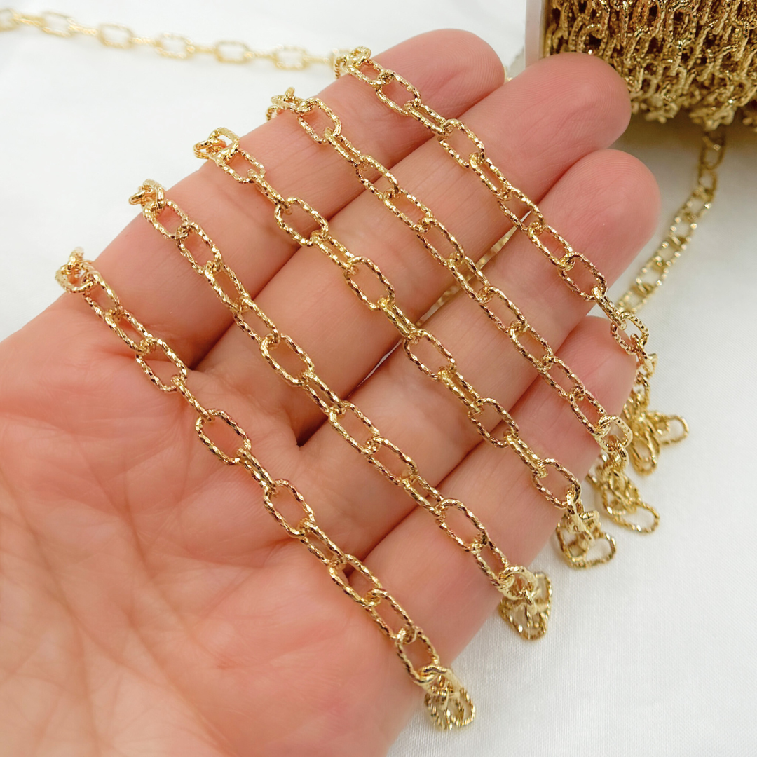 Gold Plated 925 Sterling Silver Diamond Cut Cable Link Chain