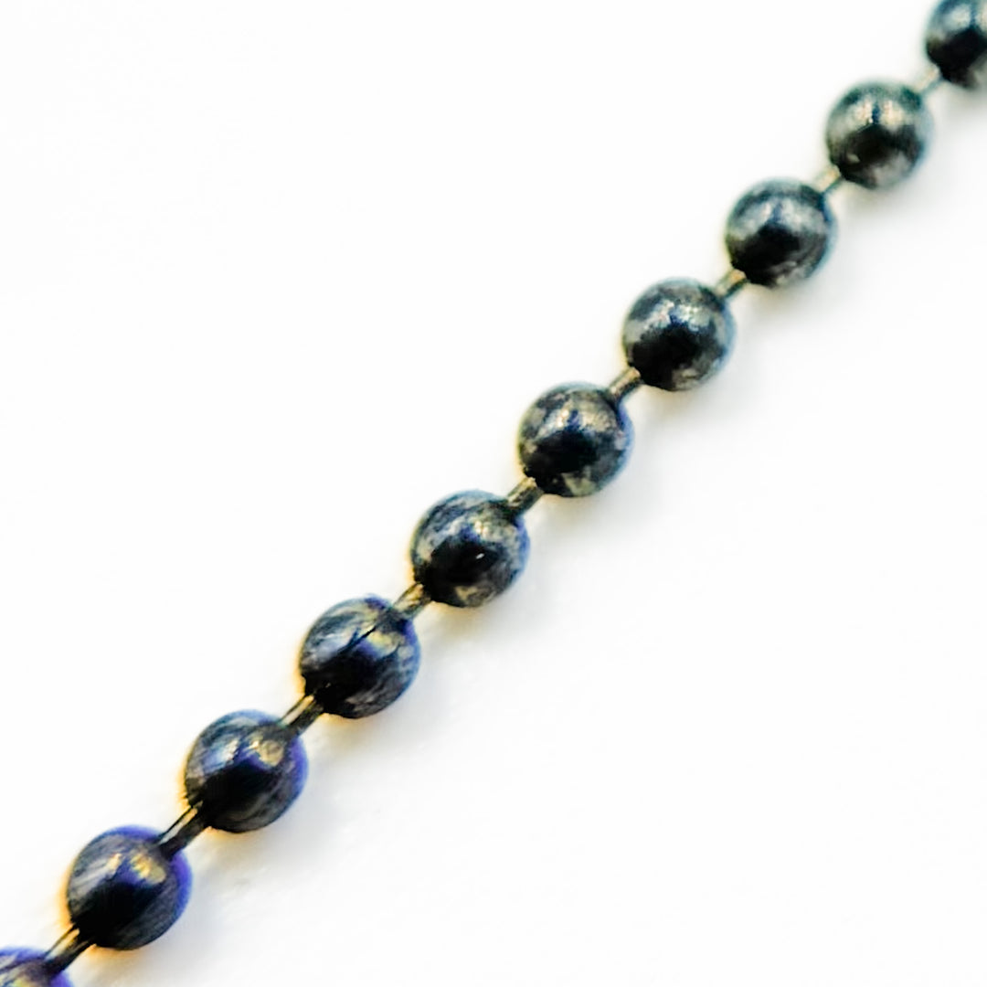 V111BR. Black Rhodium Sterling Silver Black Rhodium Ball Chain