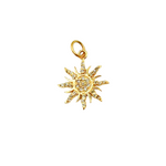 Load image into Gallery viewer, 14K Solid Gold Sun Charm with Diamonds. GDP137
