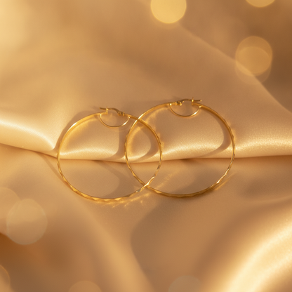 GER106. 14K Gold Twisted Hoop Earrings